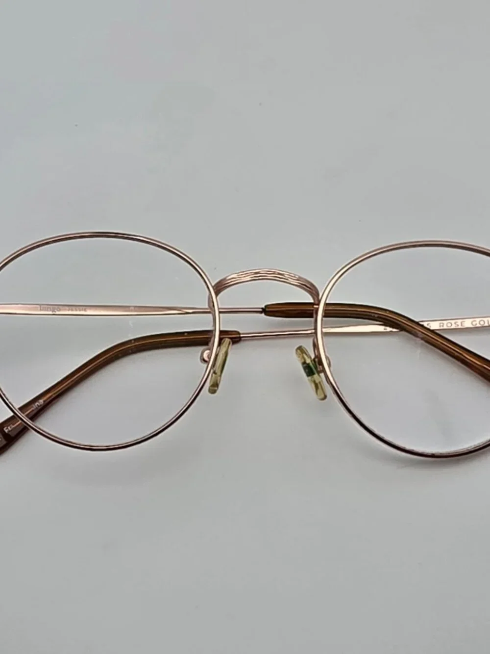 Liingo Jessie Rose Gold Crystal Brown Round Eyeglasses Frame 48-21-135